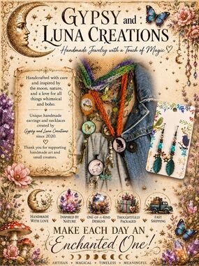 Handmade Jewelry by Gypsy & Luna Boho Moon Jewelry Artisan Earrings & Necklaces